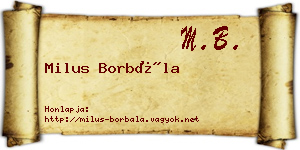 Milus Borbála névjegykártya